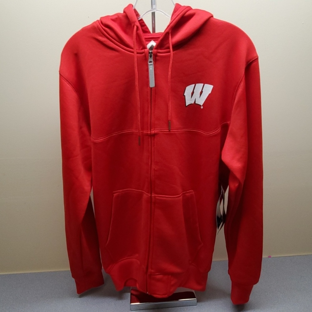 Red Full-Zip Hoodie with W Patch - Unbranded